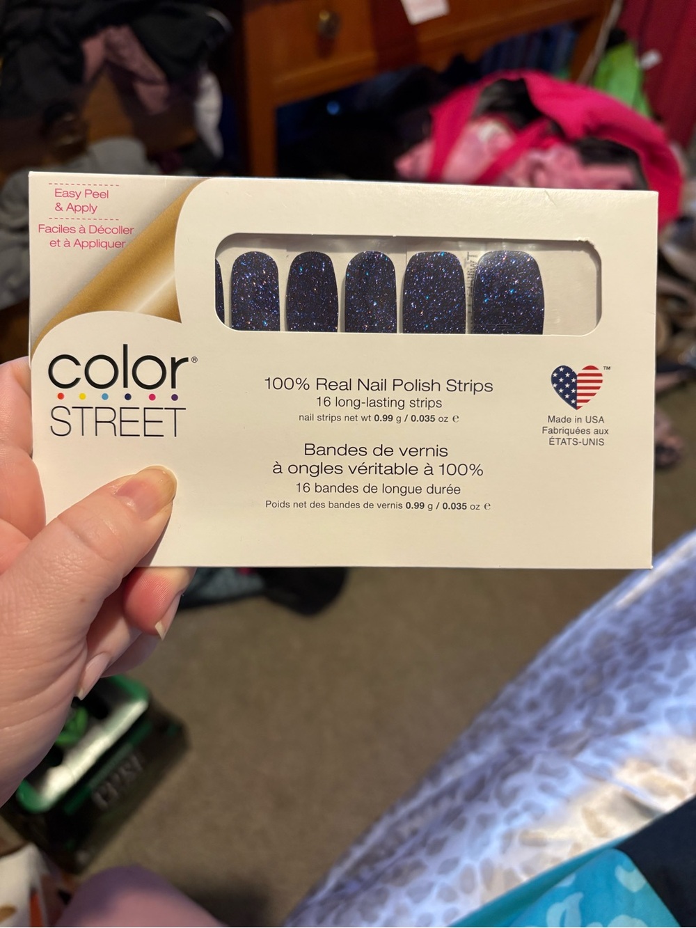 Color Street Midnight Blue Holographic Glitter Nail Strips